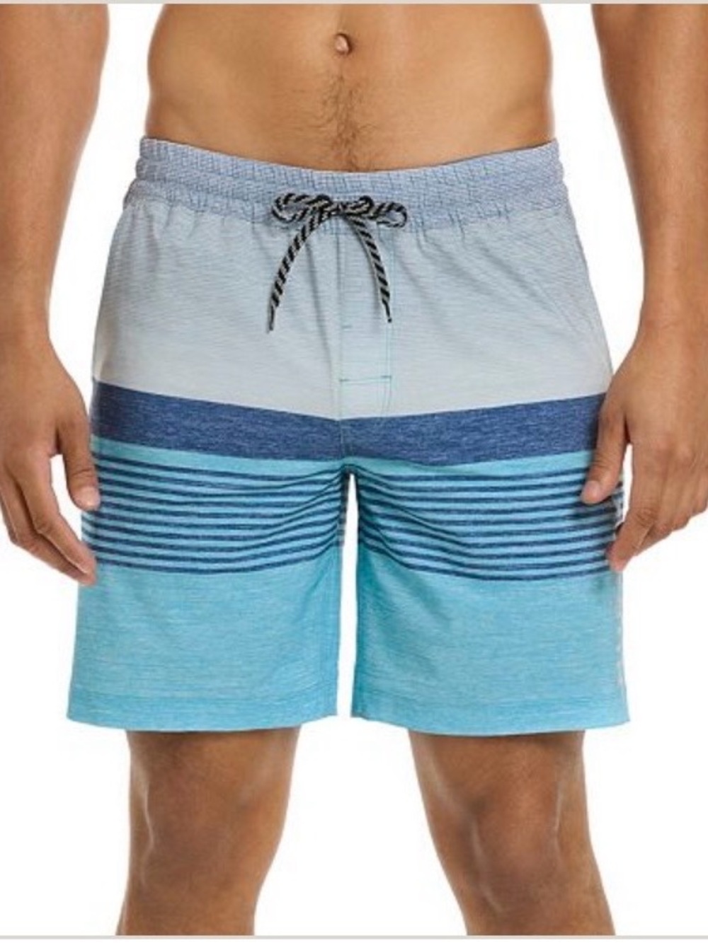 Men's Hurley Blue Striped Swim Trunks Lined Size Medium